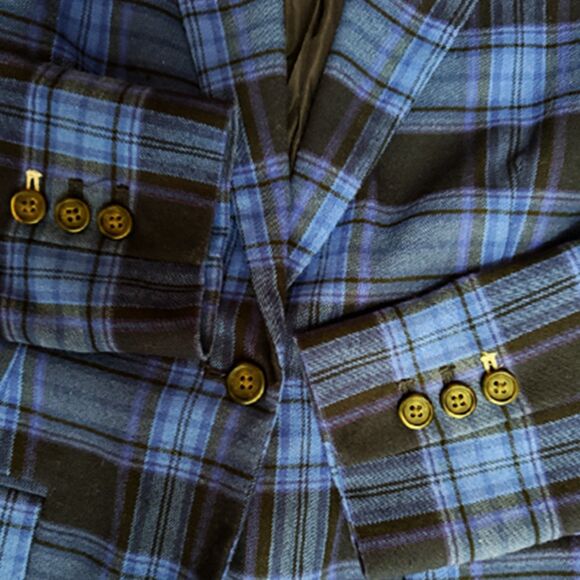 Merona Blue Plaid Flannel Tailored Fit  Blazer - Picture 9 of 13